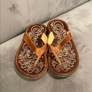 OluKai Women’s Premium Leather Sandals Paniolo Size 7